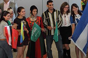 Students smiling for a photo at Global Fest